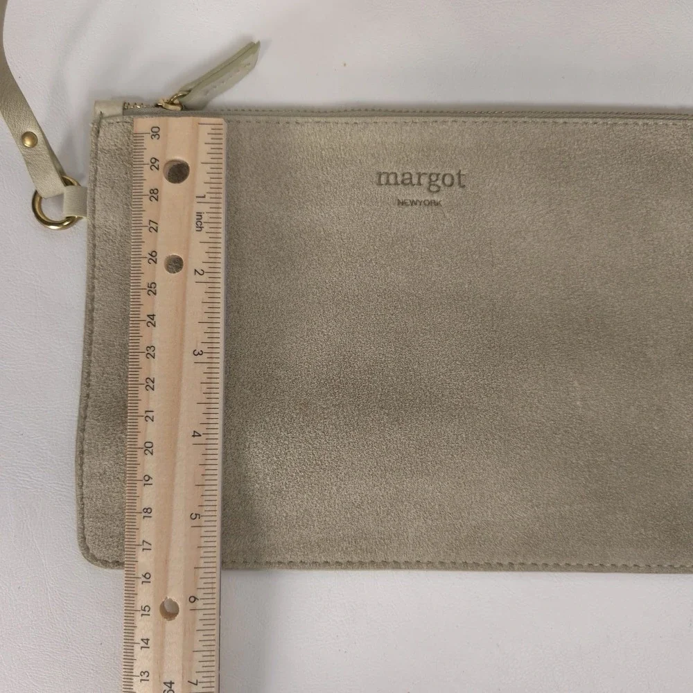 New MARGOT NEW YORK JAMEE LEATHER SUEDE Green Double Handle Tote Bag &‎ Wallet